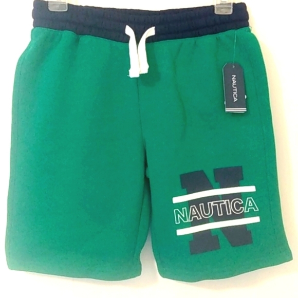 NAUTICA BOY'S GREEN BLUE ATHLETIC SHORTS BASKETBALL SHORTS SIZE MEDIUM 10/12 NWT - Picture 1 of 7